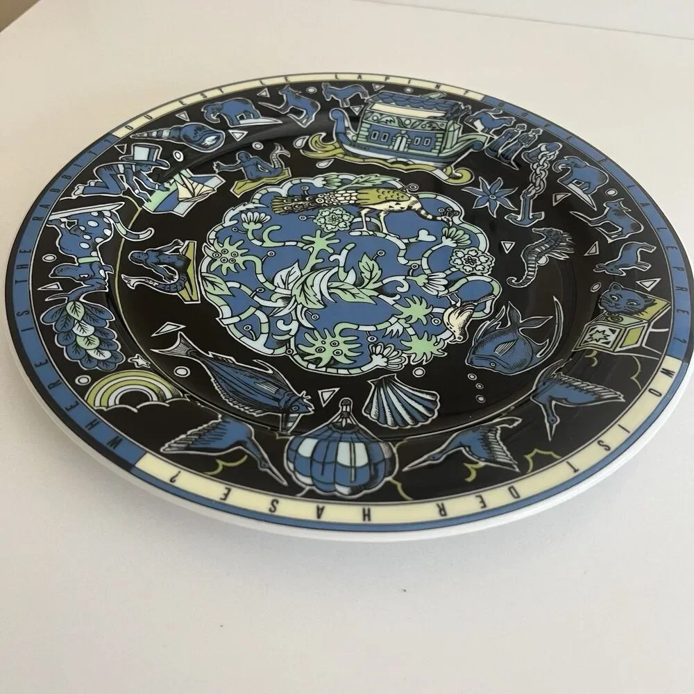 Bopla! Langenthal Where Is The Rabbit? Dinner Plate 10.75”  Black Blue Vintage